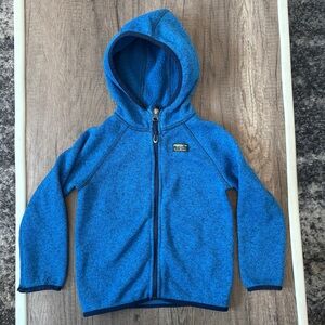 Toddler LL Bean Fleece Knit Jacket Full Zip Hooded Blue 4T